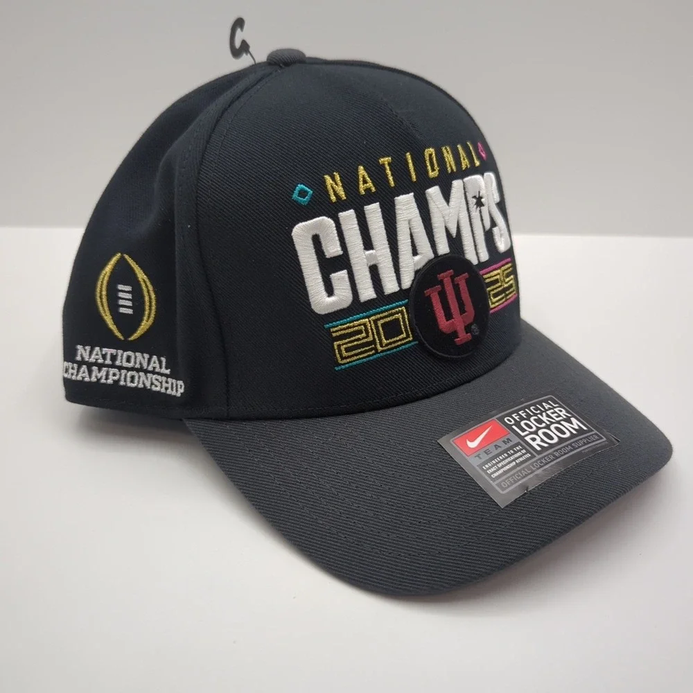 Nike Indiana Hoosiers 2025 National Champs Hat Mens Locker Room Snapback Black